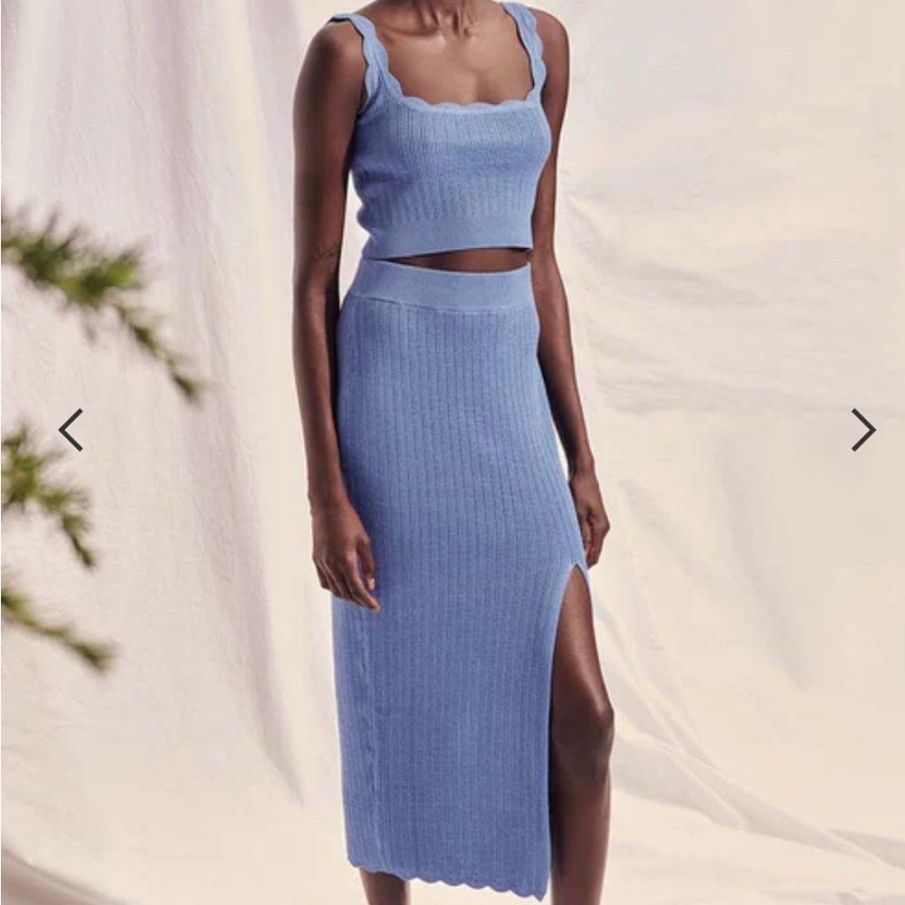 SAYLOR Jelena Scallop Blue Ribbed Set